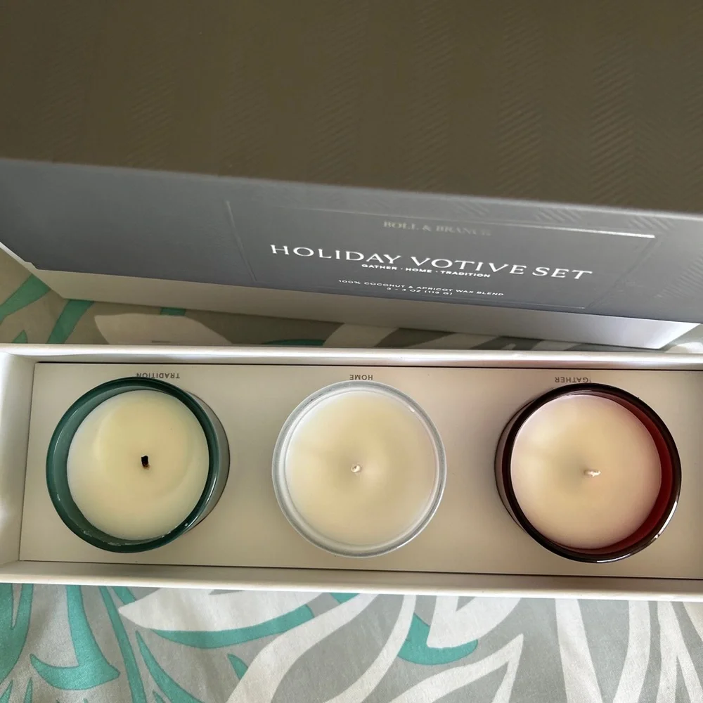 Boll & Branch Holiday Votive Candle Trio 100% Coconut & Apricot Wax Blend